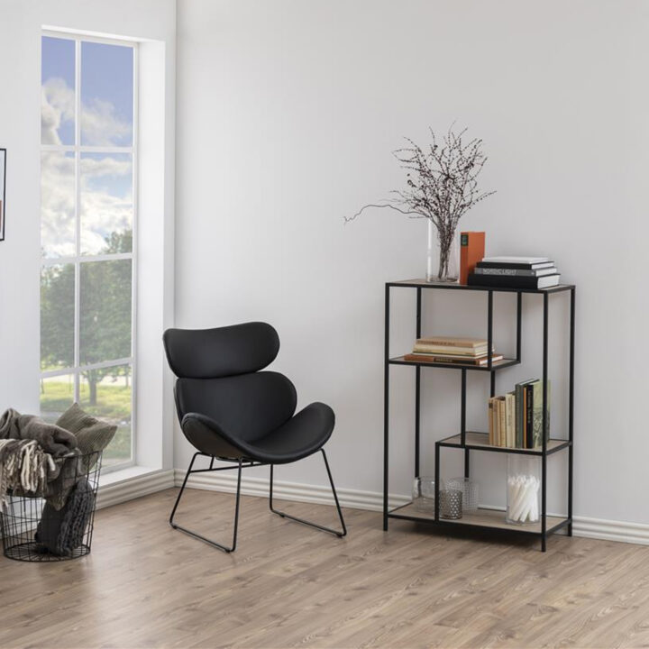 Riiul SEAFORD 77x35xH114cm, metsik tamm, mööbliplaat, metall Elutoamööbel ACTONA