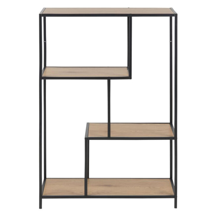 Riiul SEAFORD 77x35xH114cm, metsik tamm, mööbliplaat, metall Elutoamööbel ACTONA