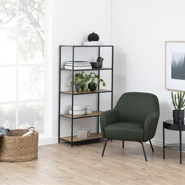 Riiul SEAFORD 77x35xH150cm, tamm, mööbliplaat, metall Esik ja Garderoob ACTONA