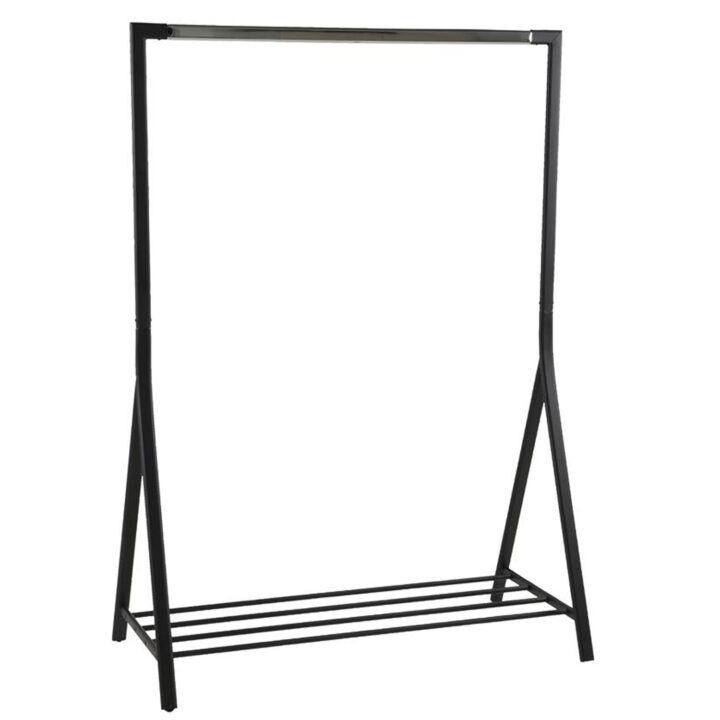 Riiete stange BRENT 117x59xH165cm, jalatsiriiuliga, metall, must/kroom Esik ja Garderoob ACTONA