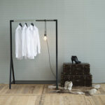 Riiete stange BRENT 117x59xH165cm, jalatsiriiuliga, metall, must/kroom Esik ja Garderoob ACTONA
