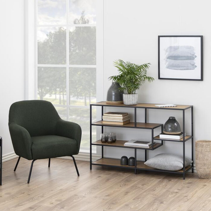 Riiul SEAFORD 114x35xH78cm, sonoma tamm, mööbliplaat, metall Elutoamööbel ACTONA