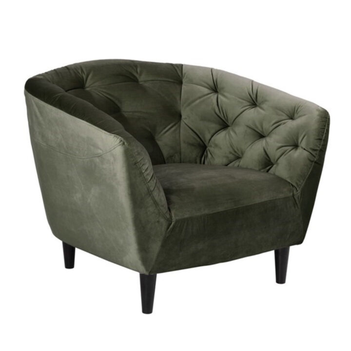 Tugitool RIA 83x97xH79cm, kattematerjal: sametkangas, värvus: metsaroheline, jalad: kummipuu, värvus: must Elutoamööbel ACTONA