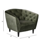 Tugitool RIA 83x97xH79cm, kattematerjal: sametkangas, värvus: metsaroheline, jalad: kummipuu, värvus: must Elutoamööbel ACTONA