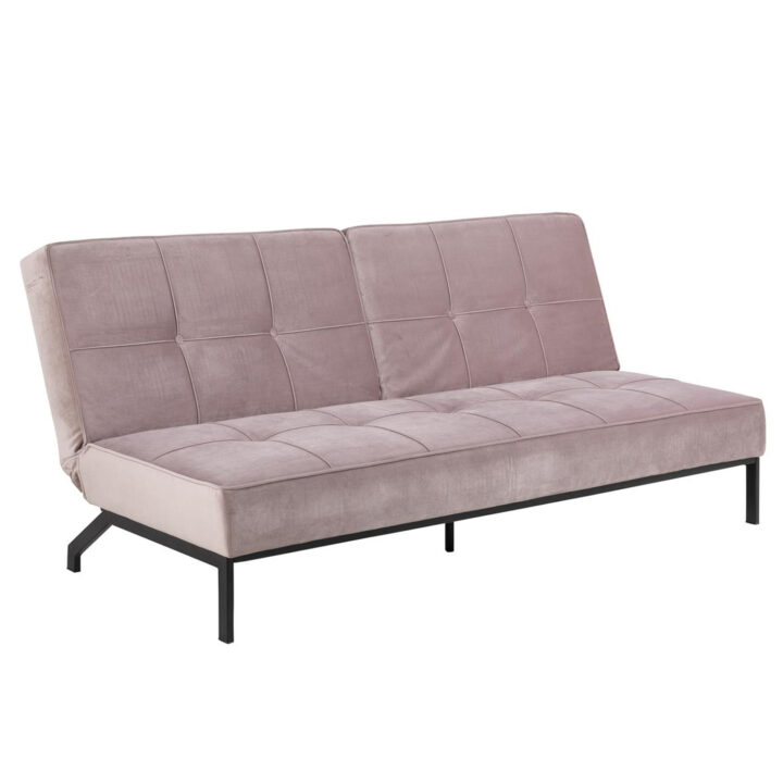 Diivanvoodi PERUGIA 198x95xH87cm, materjal: samet kangas, värvus: vanaroosa, jalad: must metall Diivanvoodid ACTONA