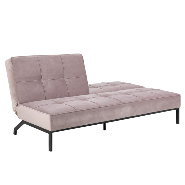 Diivanvoodi PERUGIA 198x95xH87cm, materjal: samet kangas, värvus: vanaroosa, jalad: must metall Diivanvoodid ACTONA