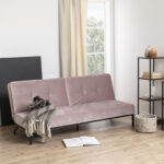 Diivanvoodi PERUGIA 198x95xH87cm, materjal: samet kangas, värvus: vanaroosa, jalad: must metall Diivanvoodid ACTONA
