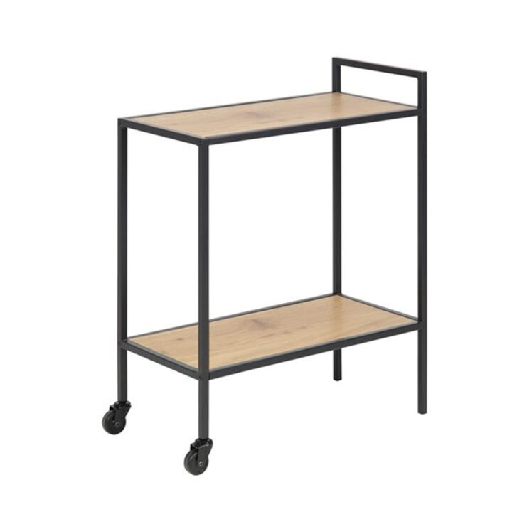 Serveerimislaud SEAFORD 60x30xH75cm, riiulid: lamineeritud kattega mööbliplaat, värvus: tamm, raam: must metall Abilauad ja serveerimislauad Abilauad ja serveerimislauad