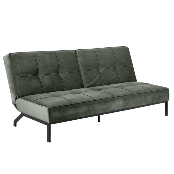 Diivanvoodi PERUGIA 198x95xH87cm, materjal: samet kangas, värvus: metsaroheline, jalad: must metall Diivanvoodid ACTONA