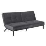 Diivanvoodi PERUGIA 198x95xH87cm, materjal: samet kangas, värvus: tumehall, jalad: must metall Diivanvoodid ACTONA