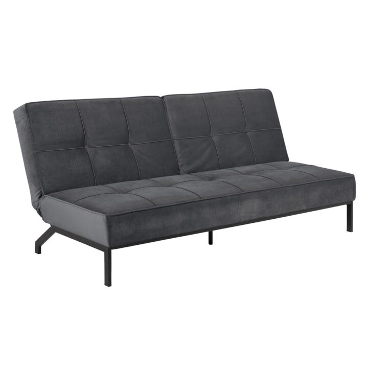 Diivanvoodi PERUGIA 198x95xH87cm, materjal: samet kangas, värvus: tumehall, jalad: must metall Diivanvoodid ACTONA