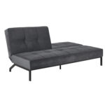 Diivanvoodi PERUGIA 198x95xH87cm, materjal: samet kangas, värvus: tumehall, jalad: must metall Diivanvoodid ACTONA