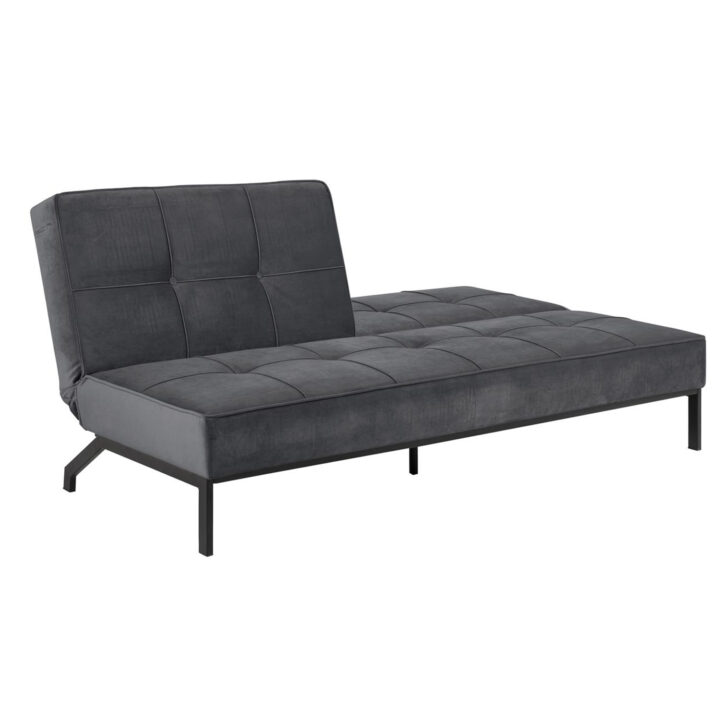 Diivanvoodi PERUGIA 198x95xH87cm, materjal: samet kangas, värvus: tumehall, jalad: must metall Diivanvoodid ACTONA