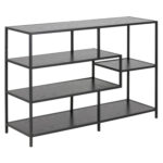 Riiul SEAFORD 114x35xH78cm, 4x, riiulid: must saare melamiin, raam: must metall Elutoamööbel ACTONA