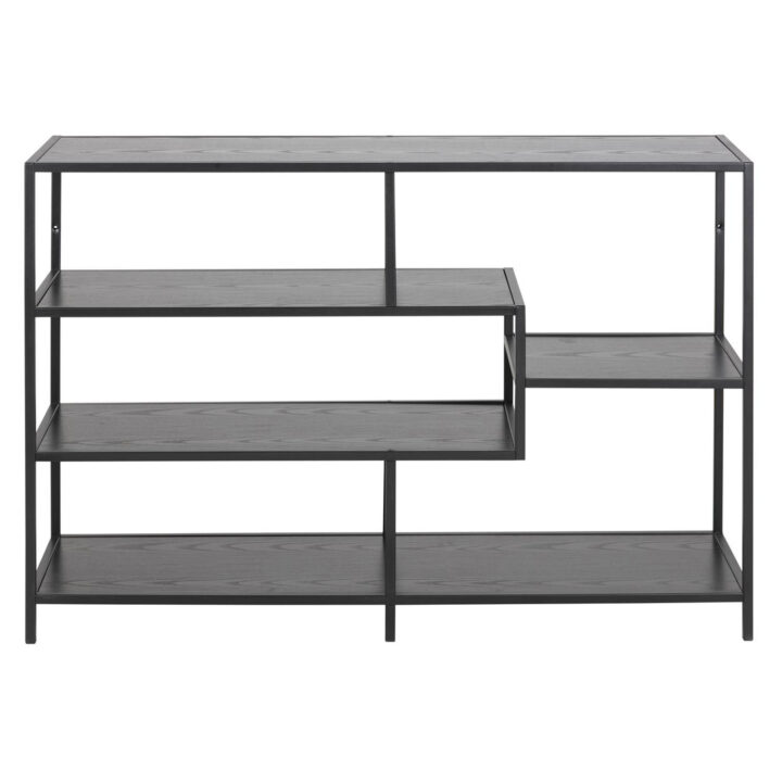Riiul SEAFORD 114x35xH78cm, 4x, riiulid: must saare melamiin, raam: must metall Elutoamööbel ACTONA