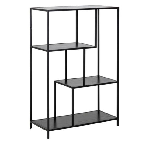 Riiul SEAFORD 77x35xH114cm, 3x, riiulid: must saare melamiin, raam: must metall Elutoamööbel ACTONA