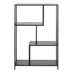 Riiul SEAFORD 77x35xH114cm, 3x, riiulid: must saare melamiin, raam: must metall Elutoamööbel ACTONA