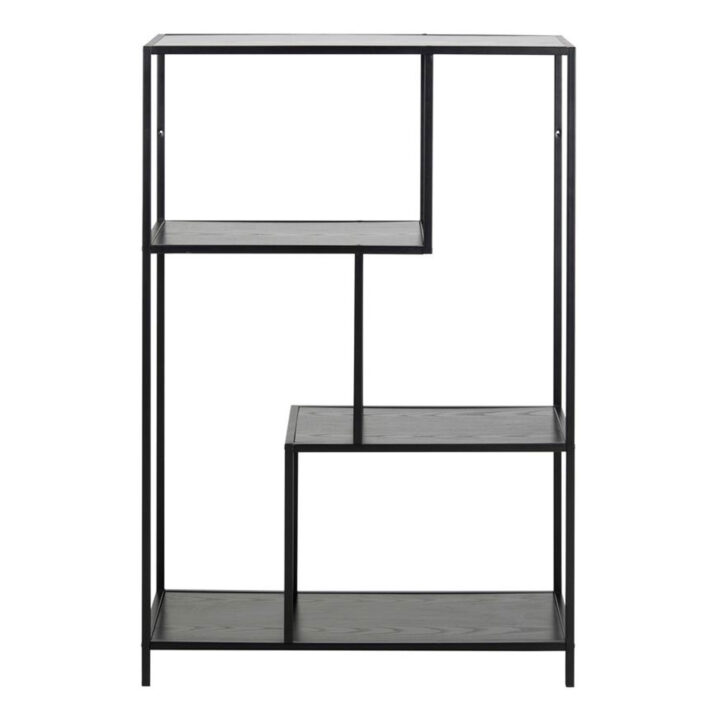 Riiul SEAFORD 77x35xH114cm, 3x, riiulid: must saare melamiin, raam: must metall Elutoamööbel ACTONA
