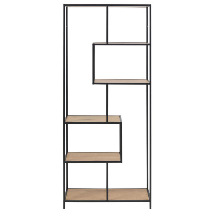 Riiul SEAFORD 77x35xH185cm, metsik tamm/must, mööbliplaat, metall Elutoamööbel ACTONA