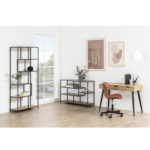 Riiul SEAFORD 77x35xH185cm, metsik tamm/must, mööbliplaat, metall Elutoamööbel ACTONA