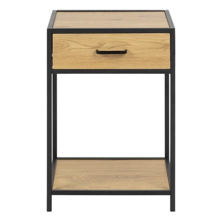 Öökapp SEAFORD 42x35xH63cm, sahtliga, materjal: lamineeritud mööbliplaat, värvus: tamm, raam: must metall Elutoamööbel ACTONA