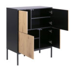 Kummut SEAFORD 80x40xH103cm, tamm/must, raam: MDF, lakitud; uksed: melamiin, metsik tamm; jalad: metall Elutoamööbel ACTONA