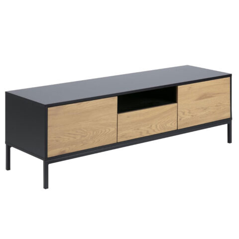 TV-laud SEAFORD 140x40xH45cm, raam: MDF, matt must, 2 ust: lamineeritud kattega mööbliplaat, värvus: tamm Elutoamööbel ACTONA