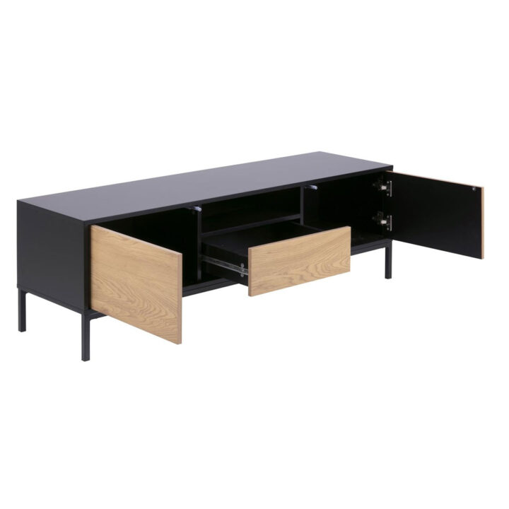 TV-laud SEAFORD 140x40xH45cm, raam: MDF, matt must, 2 ust: lamineeritud kattega mööbliplaat, värvus: tamm Elutoamööbel ACTONA