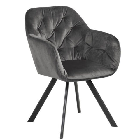 Tool LOLA 57,5×61,5xH81,5cm, pöörlev, materjal: kangas, värvus: tumehall, jalad: must metall Söögilauatoolid, taburetid, pingid ACTONA