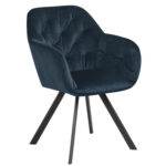 Tool LOLA 57,5×61,5xH81,5cm, pöörlev, materjal: kangas, värvus: meresinine, jalad: must metall Söögilauatoolid, taburetid, pingid ACTONA