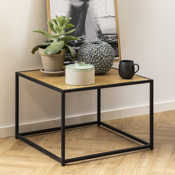Diivanilaud SEAFORD 60x60xH40cm, lamineeritud kattega mööbliplaat, värvus: tamm, raam: metall, must Diivanilauad ja abilauad ACTONA