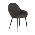 Tool CANDIS 60×57,5xH85cm, iste ja seljatugi: kunstnahk, värvus: hall, oranžid õmblused, jalad: metall, värvus: must Söögilauatoolid, taburetid, pingid ACTONA