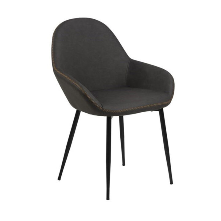 Tool CANDIS 60×57,5xH85cm, iste ja seljatugi: kunstnahk, värvus: hall, oranžid õmblused, jalad: metall, värvus: must Söögilauatoolid, taburetid, pingid ACTONA