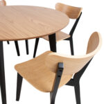 Söögilauakomplekt ROXBY ümar laud D105xH76cm, 4 tooli (AC85660), tamm/must Söögilaua komplektid ACTONA