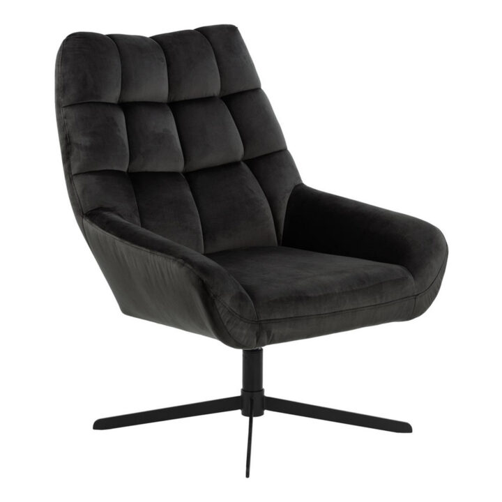 Tugitool PARIS, 73x82x88cm, hallikas pruun samet, pöörlev, ristjalg: must metall Elutoamööbel ACTONA