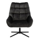 Tugitool PARIS, 73x82x88cm, hallikas pruun samet, pöörlev, ristjalg: must metall Elutoamööbel ACTONA