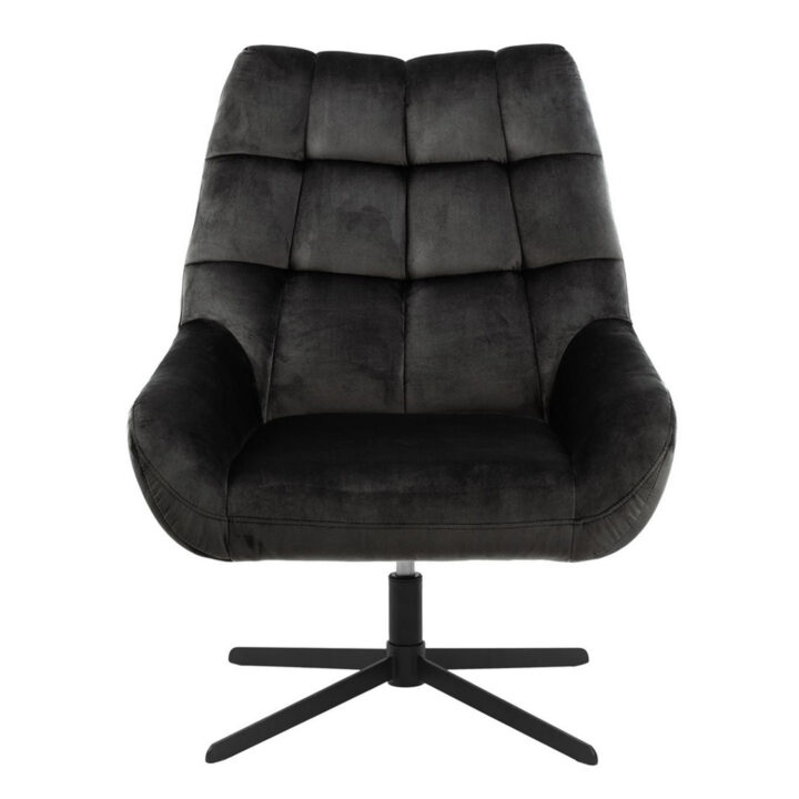 Tugitool PARIS, 73x82x88cm, hallikas pruun samet, pöörlev, ristjalg: must metall Elutoamööbel ACTONA