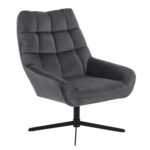 Tugitool PARIS, 73x82x88cm, tumehall samet, pöörlev, ristjalg: must metall Elutoamööbel ACTONA