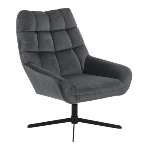 Tugitool PARIS, 73x82x88cm, tumehall samet, pöörlev, ristjalg: must metall Elutoamööbel ACTONA
