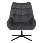 Tugitool PARIS, 73x82x88cm, tumehall samet, pöörlev, ristjalg: must metall Elutoamööbel ACTONA
