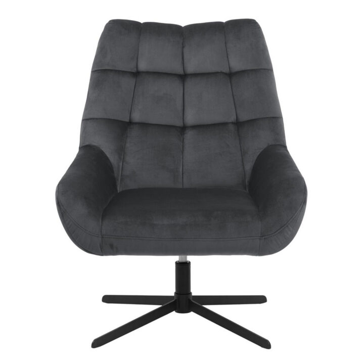 Tugitool PARIS, 73x82x88cm, tumehall samet, pöörlev, ristjalg: must metall Elutoamööbel ACTONA