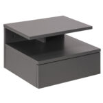 Öökapp ASHLAN 35x32xH22,5cm, riiuliga ja sahtliga, seinakinnitusega, materjal: puit, värvus:helehall, viimistlus: lakitu Magamistuba ACTONA