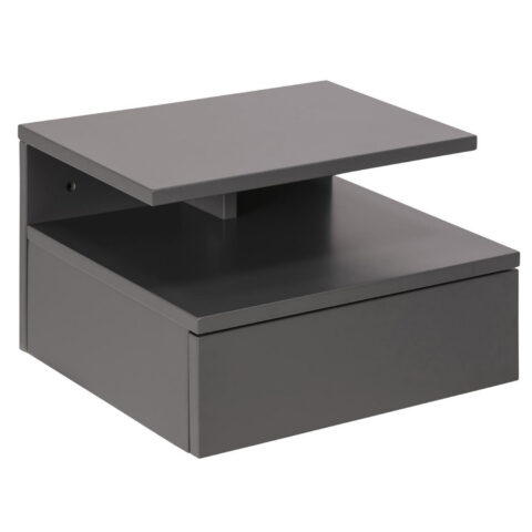 Öökapp ASHLAN 35x32xH22,5cm, riiuliga ja sahtliga, seinakinnitusega, materjal: puit, värvus:helehall, viimistlus: lakitu Magamistuba ACTONA