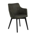 Tool BELLA, 62x59xH80cm, iste/seljatugi: oliiviroheline kangas, läbitepitud, jalad: tamm, mustaks värvitud Söögilauatoolid, taburetid, pingid ACTONA