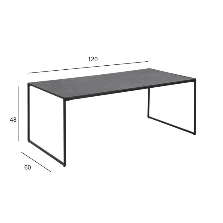 Diivanilaud INFINITY, 120x60xH48cm, must marmor, melamiin, metall Diivanilauad ja abilauad ACTONA