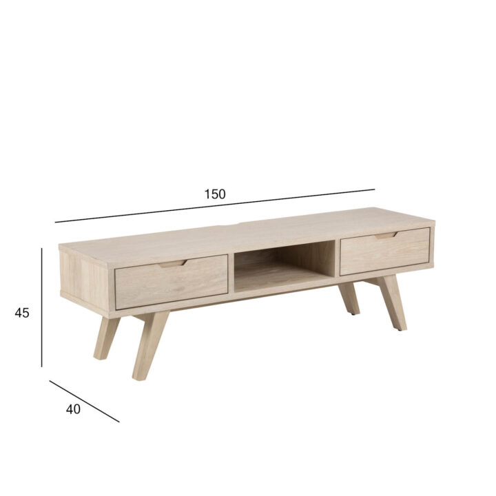 TV-laud A-LINE 150x40xH45cm, valge tamm Elutoamööbel ACTONA
