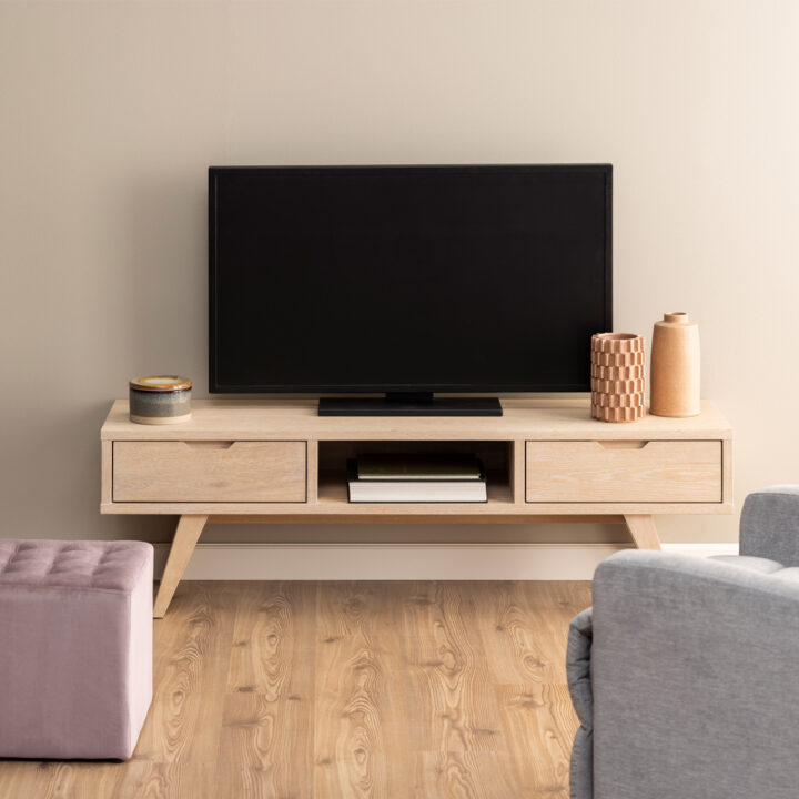 TV-laud A-LINE 150x40xH45cm, valge tamm Elutoamööbel ACTONA