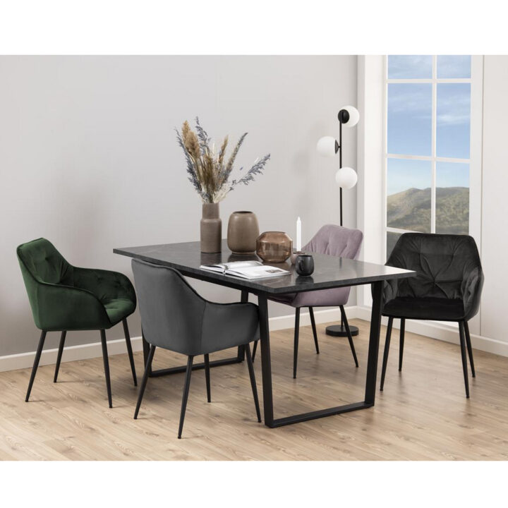 Söögilaud AMBLE 160x90xH74cm, must, melamiin, metall Söögilauad ACTONA