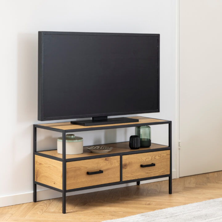 TV-laud SEAFORD 90x35xH50cm, tamm, melamiin, metall Elutoamööbel ACTONA