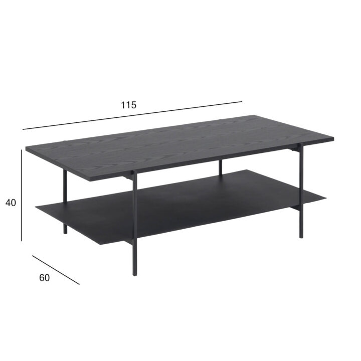 Diivanilaud ANGUS, 115x60xH40cm, must, melamiin, teras Diivanilauad ja abilauad ACTONA